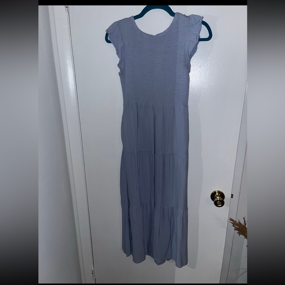 Elegant Blue Sleeveless Maxi Dress